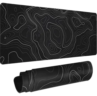 Obrázok produktu pre Herná podložka pod myš, veľká, 800 x 300 mm, XXL, topografická, protišmyková, čierna