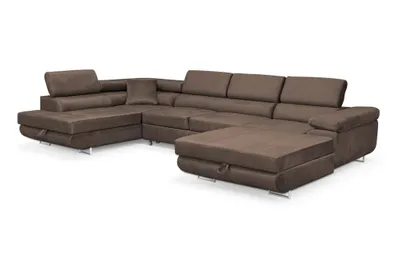 Produktbild von Sofiland Aller U-Form Ecksofa XXL Schlaffunktion 2 Bettkästen Bronze Links