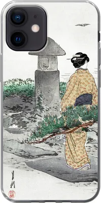 Produktbild von MuchoWow® Handyhülle Schutzhülle Hülle für Telefoonhoesje iPhone 12 Vintage - Frauen - Japan - Kimono - Skandinavisch Silikon Softcase Handy Hülle - Schutzhülle