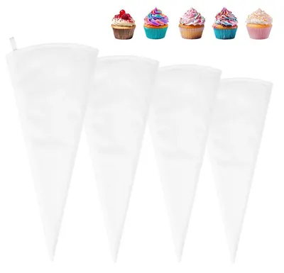 Image de Kit de poche à décorer, 4 pièces, en coton, 30/35/40/45 cm, réutilisables, pour la décoration de gâteaux