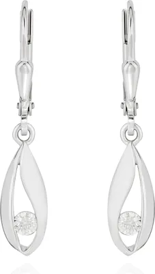 Produktbild von NKlaus Paar Brisur Tropfen Ohrhänger Zirkonia weiß 925 Silber teilmatt 14x5mm Ohrringe 13542