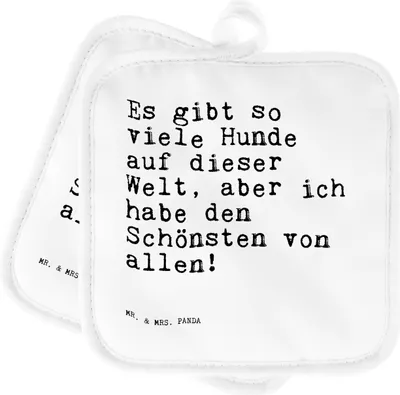 Produktbild von Mr. & Mrs. Panda Topfuntersetzer Es gibt so viele... - Weiß - Geschenk, Topflappenset, Topflappen, Kochlappen, Spruch, topfhalter, Hund, Hunde, Ofenlappen, Hundebesitzer