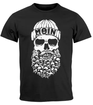 Produktbild von Herren T-Shirt Totenkopf Nordisch Moin Hamburg Dialekt Skull Anker Fashion Streetstyle Neverless® schwarz XXL