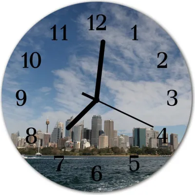 Produktbild von Glasuhr Wanduhr Küchenuhr Echt-Glas 30fi cm Stadt mehrfarbig
