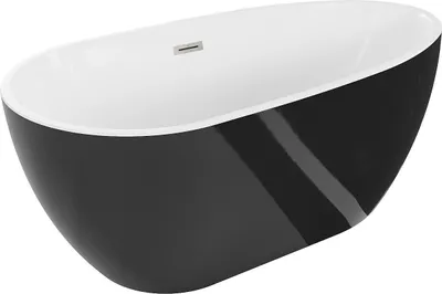 Produktbild von Mexen Eos freistehende Badewanne 170 x 75 cm, weiß/schwarz, gebürsteter Nickelablauf - 52471707575-97