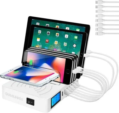 Productafbeelding van Draadloos Oplaadstation met 9-in-1 Functionaliteit, PD20W en QC3.0, Geschikt voor iPhone, iPad, Samsung en Meer met LCD Scherm