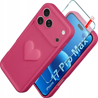 Produktbild von iPhone 17 Pro Max CASE Silikonhülle MATT Herz + 9H Schutzglas