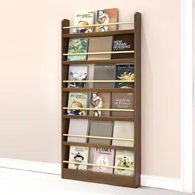Obrázok produktu pre Knižnica do detskej izby, 80x10x178 cm, orechové drevo, 6 políc, s poistkou proti prevrhnutiu