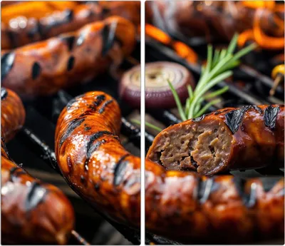 Produktbild von Spritzschutz Herdabdeckplatte Schneidebrett aus Glas Grillwurst B B Q 2-Teilig (60x52cm)