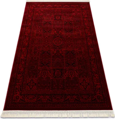 Produktbild von ORIENT 5365 Teppich burgund / schwarz Rahmen, orientalisch, mit Fransen rot 200x290 cm