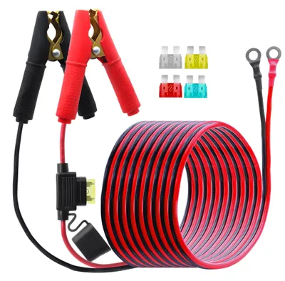 Krokodilklemme auf Ringöse-Kabel 14 AWG, 20 A, 3 m