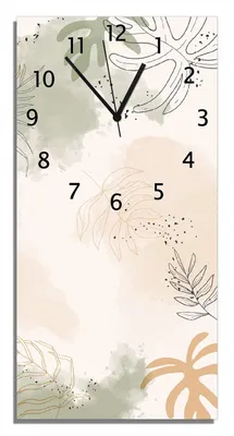 Produktbild von Wallario Design Wanduhr bedruckt, Größe 30 x 60 cm, Motiv: Botanisches Aquarell