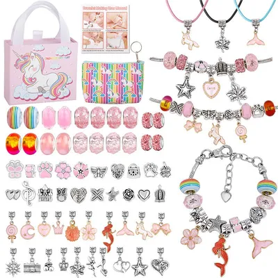 Produktbild von Minicee DIY Armband Bastelset Meerjungfrau – Schmuckperlen Set Rosa