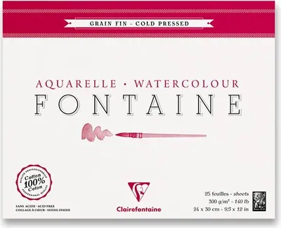 Image de Bloc d'aquarelle Clairefontaine Fontaine pressé à froid 24 x 30 cm, 25 feuilles, 300 g