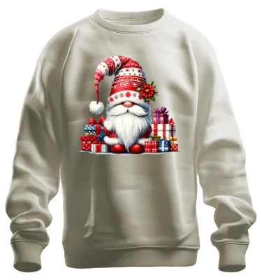 Productafbeelding van Kerstelf met cadeaus en kerstmuts, uni sweatshirt, natuurmotief, maat XXL