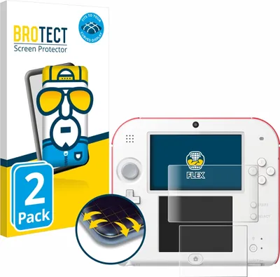 Produktbild von 2x BROTECT Fullscreen Schutzfolie für Nintendo 2DS Displayschutz Folie Fullcover Klar Transparent