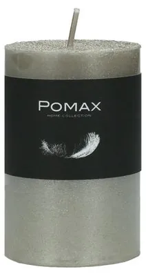 Image de Bougie Pomax, fabriquée en cire de paraffine, argentée, diamètre 5 cm, hauteur 8 cm