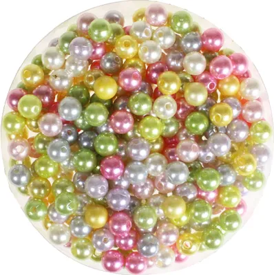Produktbild von 240 Kunstperlen 10mm Perlenmix Acryl Perle Dekoperle Bastelperle Loch Kunststoff, Farbe:bunt