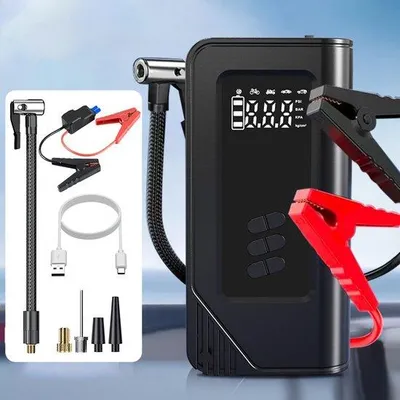Imagen del producto de Bomba de inflado para neumáticos de automóvil, manual, 2 en 1, inalámbrica y portátil, para carga rápida y arranque de emergencia