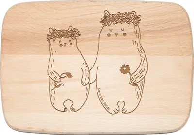 Produktbild von Mr. & Mrs. Panda Holz Schneidbrett Bären mit Blumenkranz - Transparent - Geschenk, Frühstücksbrettchen, Familie, Frühstücksbrett, Muttertag, vesperbrett, Holzbrettchen