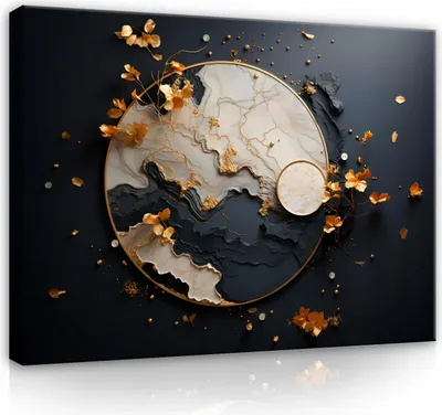 Produktbild von Leinwandbilder Abstrakt Marmor Schwarz Gold 60x40 cm XXL Modern Canvas Bild auf Leinwand Bilder Leinwandbild Wandbilder Wohnzimmer Schlafzimmer