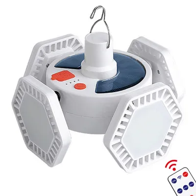 Produktbild von Solar-Campinglampe, wasserdicht Campinglampe,360° LED-Beleuchtung mit Fernbedienung, wiederaufladbar,5 Modi, ideal für Zelt, Outdoor, Wandern & Angeln