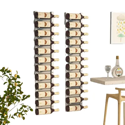 Image de lot de 2 étagères à vin murales 12 x 2 x 116 cm Fer blanc