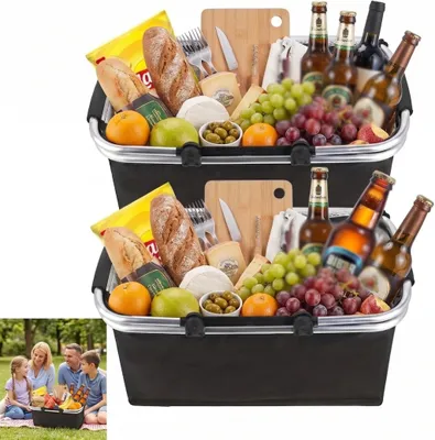 Immagine prodotto di Solidchoice - Set di 2 borse pieghevoli per la spesa con funzione di raffreddamento - 18 litri - Nere