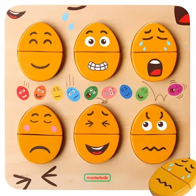 Produktbild von Masterkidz Holzeier Emotions-Lernbrett – Welcher Humor? Montessori