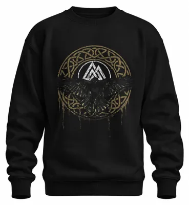 Imagen del producto de Sudadera uni con cuello redondo, diseño del símbolo del Valknut, motivos vikingos, runas, mitología nórdica, color , talla XXL