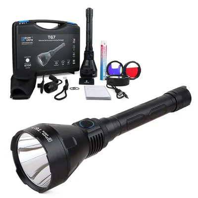 Produktbild von T67 LED Taschenlampe - Ultrahelle 6700 Lumen, 1400m Reichweite, USB-C Schnellladung, IP68 Wasserdicht, Robustes Design, Perfekt für Outdoor-Abenteuer