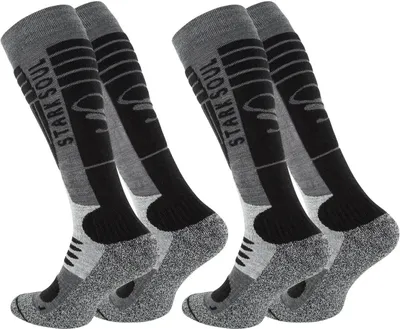 Produktbild von Stark Soul® Ski & Snowboard Socken 2 Paar, mit Spezialpolsterung 43-46 Grau-Schwarz