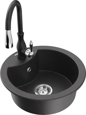 Produktbild von Mexen Diego 1-Becken-Granit-Spüle mit Mischbatterie Savita, Schwarz gesprenkelt - 6512-76-672601-70