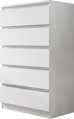 Produktbild von MIRJAN24 Kommode Malwa M5, Stilvoll Sideboard mit 5 Schubladen, Schlafzimmer Highboard, Modern Kollektion (Weiß)