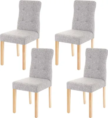 Immagine prodotto di set di 4 sedie da pranzo HWC-E58, sedie da pranzo, certificate  ~ tessuto/tessuto grigio, gambe chiare