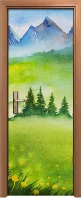 Produktbild von Türposter 70x200 cm Türaufkleber Türtapete Türfolie Klebefolie Blume Bäume Wiesen Berge Landschafts