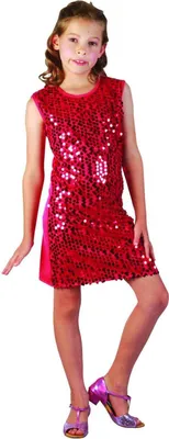 Produktbild von Rotes Disco-Kostüm mit Pailletten für Mädchen S 4-6 Jahre (110-120 cm)