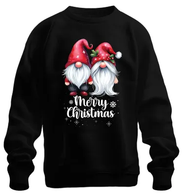 Zdjęcie produktu dla Wesołych Świąt Gnome Elves Pixie Couple - Świąteczny prezent Świąteczna bluza Uni , Czarny, M