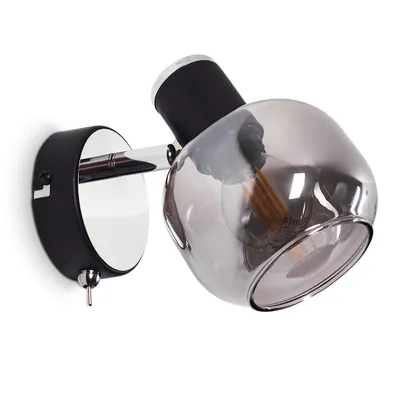 Produktbild von Perito »Perito« Wandlampe aus Metall/Glas in Schwarz/chrom/Rauchglas