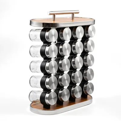 Image de Omgoods - Étagère à épices avec 20 pots en verre pour l'organisation des épices dans la cuisine