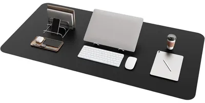 Zdjęcie produktu dla Podkładka pod mysz na biurko, skóra naturalna, zamsz, 100x50 cm, czarna