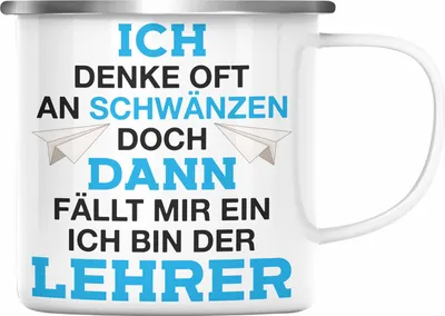 Produktbild von Trendation - Lehrer Geschenk Abschied Klassenlehrer Emaille Tasse Geschenkidee Weihnachten Geburtstag (Silber)