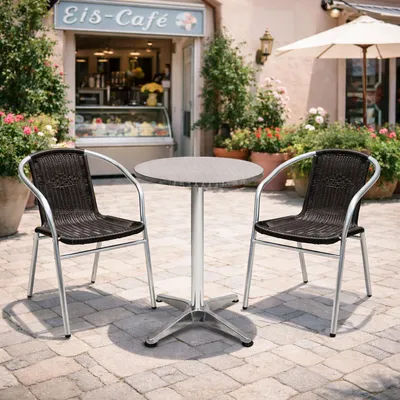 Produktbild von Bistrogarnitur 3-teilig Aluminium - Rattan / Schwarz