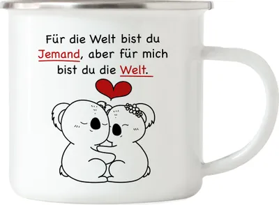 Produktbild von Für Die Welt Bist Du Jemand Aber Für Mich Bist Du Die Welt Emaille Tassse Gedicht Liebling Liebe Lieblingsmensch Koala