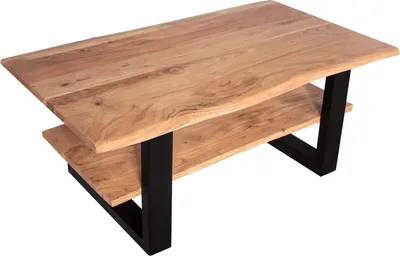Produktbild von Couchtisch Baumkante 115 x 65 cm Akazie massiv + naturfarben schwarz PATRICK