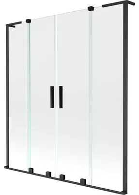 Obrázek produktu pro Mexen Velar L Duo vanová zástěna dvoukřídlá posuvná 150 x 150 cm, transparentní, černá - 896-150-003-02-70