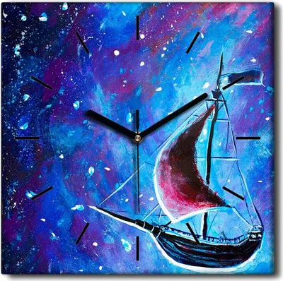 Produktbild von Coloray Uhr auf Leinwand 30x30 cm Wand Uhr Dekoration Wohnzimmer Segeltuch schwarze Hände -Seepiratschiff.