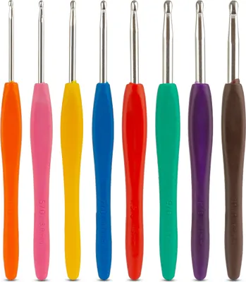 Produktbild von QY Häkelnadel Set - 8teiliges Häkelset - Häkeln mit Gummi Softgriff - Aluminium Häkelnadeln Ergonomisch auch für Anfänger und Kinder - Häckel - Kinder