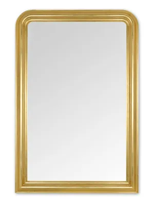 A gold-framed mirror on a white background.