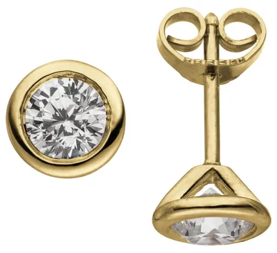 Produktbild von Ohrstecker 585 Gold Gelbgold mit 2 Brillanten 0,5 Ct. 7,2mm Ohrschmuck Ohrringe